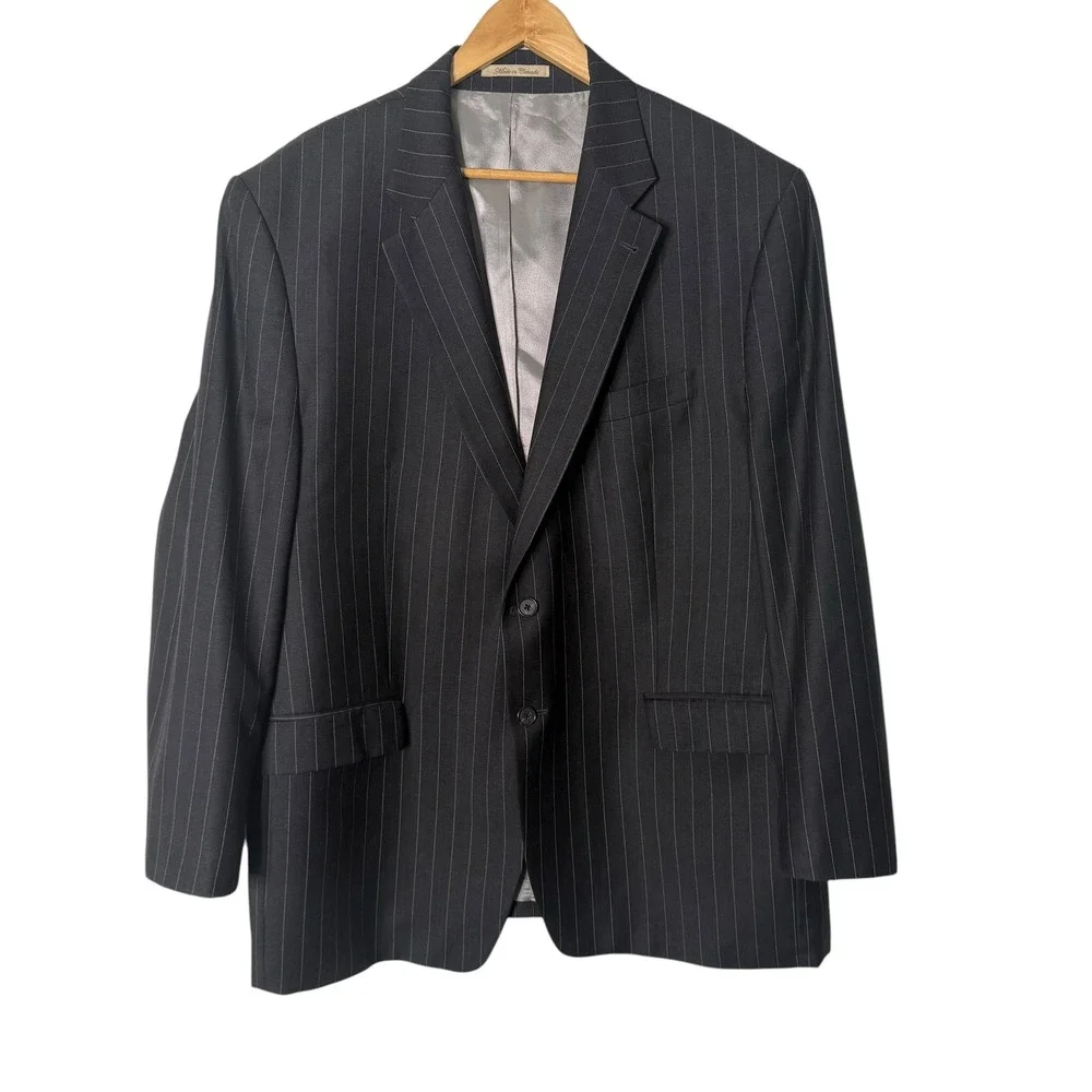Vitale Barberis Canonico Mens Pinstriped Blazer Suit Jacket Size 50R‎ Super 110s